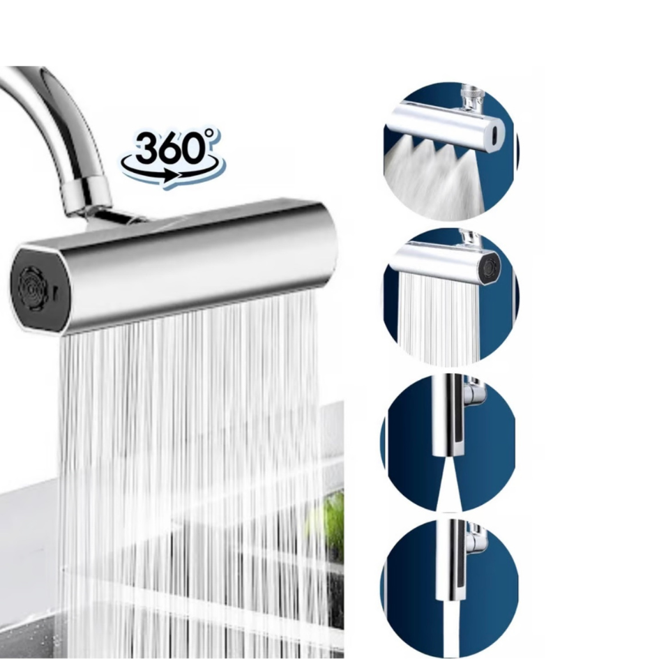 Extensión de grifo giratorio 360° 4 en 1 - Universal, Grifo giratorio de cuatro velocidades para lavavajillas, pequeño grifo de lluvia voladora, mezclador de ducha de lavado de cocina, grifo aireador de cascada, 1 Uds.cabezal del grifo de cocina, boquilla rociadora del fregadero de cocina de 3 funciones, 360 ° Grifo de cascada giratorio antisalpicaduras y ahorro de agua