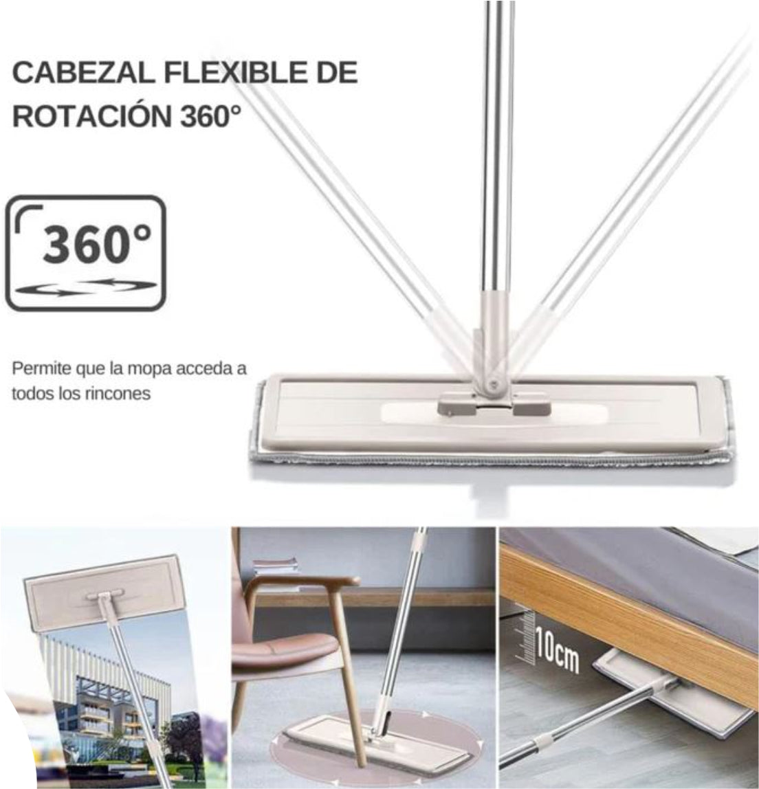 Trapeador Mopa Plana Con Balde Escurridor- rhossybe,Fregona plana con cabezal de fibra ultrafina, juego de cubo de fregona giratoria y fregona reemplazable para limpieza de suelos