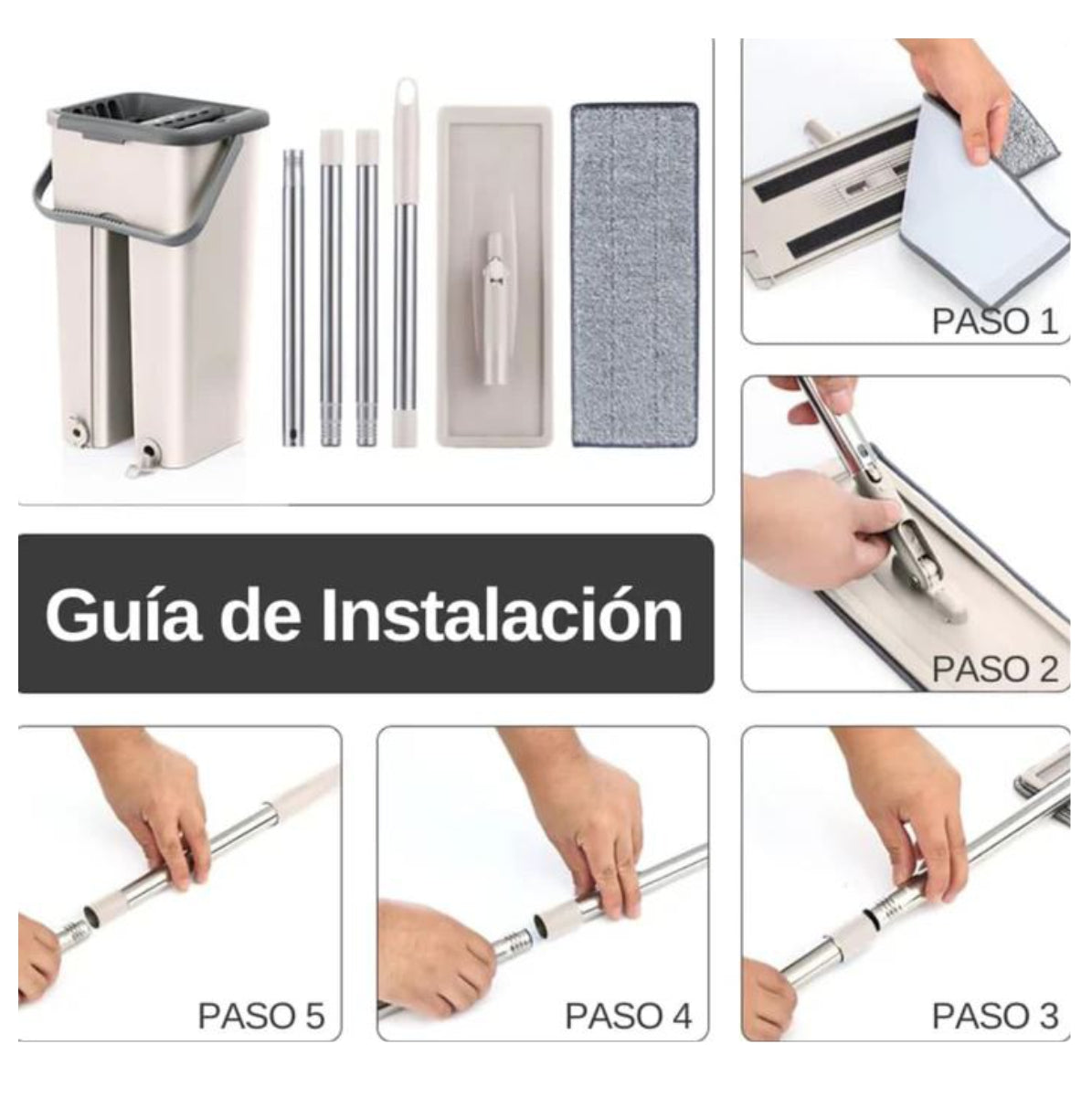Trapeador Mopa Plana Con Balde Escurridor- rhossybe,Fregona plana con cabezal de fibra ultrafina, juego de cubo de fregona giratoria y fregona reemplazable para limpieza de suelos