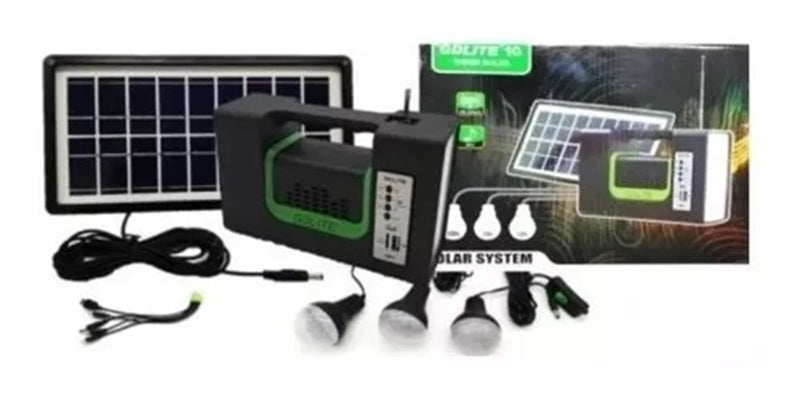 KIT panel solar camping 3 bombillas USB , RADIO MP3 LINTERNA