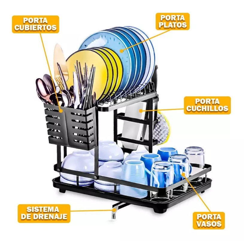 Platero Escurridor 2 Niveles Drenaje Meta