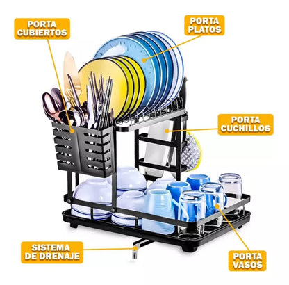 Platero Escurridor 2 Niveles Drenaje Meta